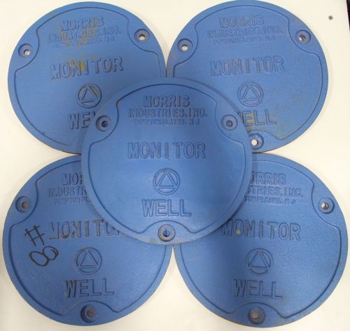 Lot of (5) Morris Industries Monitor Well 12&#034; Cast Iron Cover Lid Cap