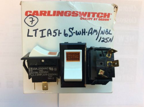 CARLING LTIA51-6S-WH-AM/NBL125N ROCKER SWITCH SPST ON-NONE-OFF PANEL SNAP IN