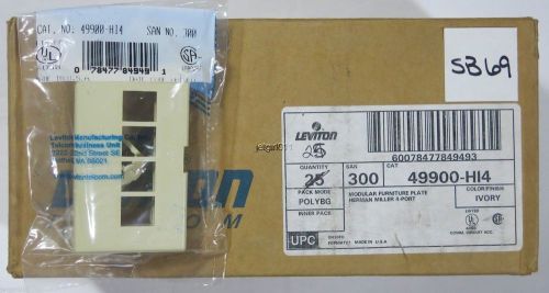 Leviton Modular Furniture Faceplate 4-Port 49900-H14 Ivory Herman Miller Qty 25