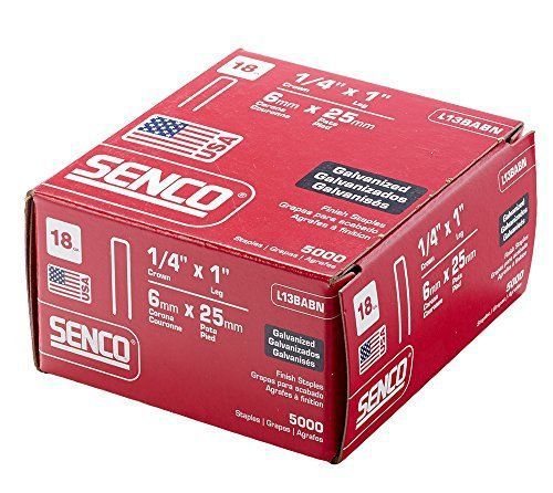 Senco 18 Gauge by 1 4 inch Crown 1 Inch Leg Galvanized Staples 5000 Per Box