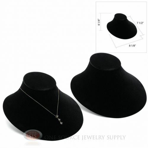 (2) Black Velvet Lay-Down Necklace Neckform Jewelry Bust 8 1/8&#034;W x 7 1/2&#034;D
