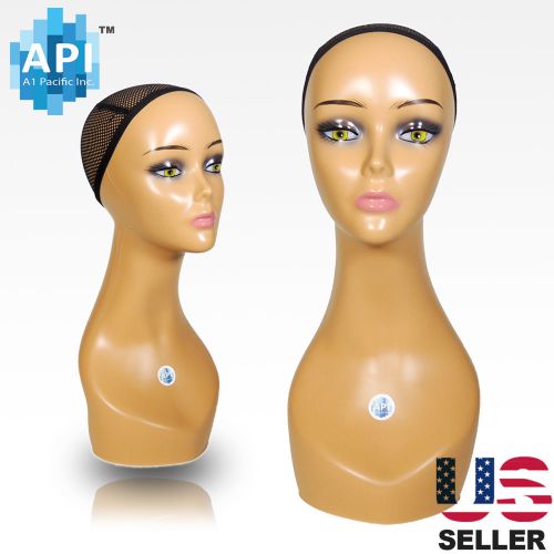 Realistic Plastic Female MANNEQUIN head lifesize display wig hat 18&#034; C1