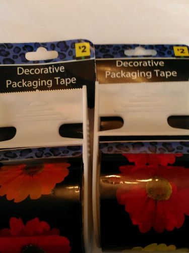 Decorative packaging tape 1.88x15 yards black with flowers..two rolls