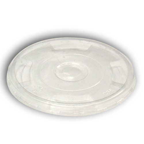 Jaya 100% Compostable PLA Lids for 9/12/16/20/24-Ounce Clear Cold Cups, Flat