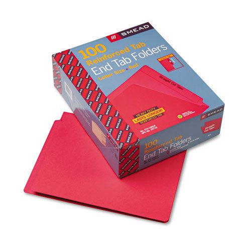 Smead 25710 Red End Tab Colored File Folders With Reinforced Tab - Letter -