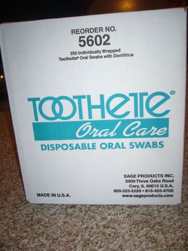 SAGE TOOTHETTE ORAL CARE DISPOSABLE ORAL SWABS #5602 CASE OF 250