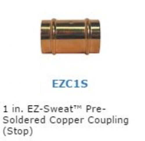 Watts EZC1S - 1&#034;-1 inch Copper Coupling w/ Stop, presoldered - Lot of 5 coupling
