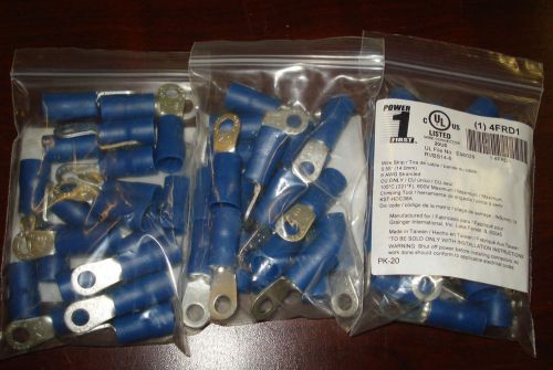 Power First Ring Terminals Blue Brazed Vinyl 6 AWG  QTY 60  1/4&#034; Stud |GD2|
