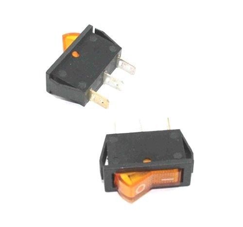 Illuminated Amber SPST &#034;Snap-in&#034; Rocker Switch, 125/250v - Lot of 3 (28B107)