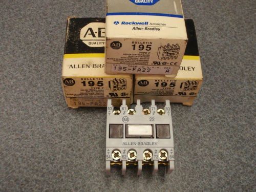 Lot of 3 - allen bradley 195-fa22 type f add-on contact block *new* for sale