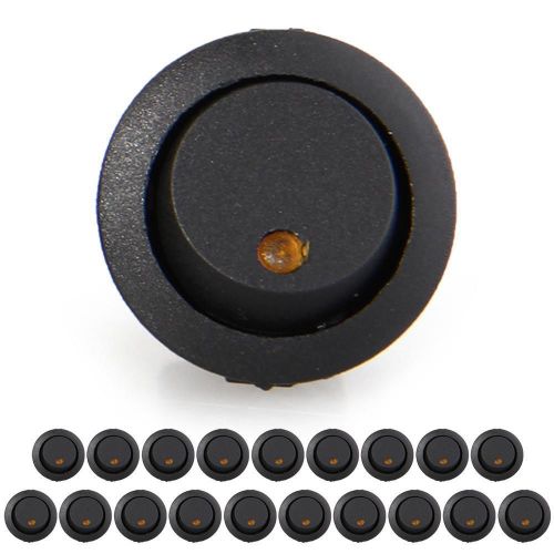20 mini round yellow led rocker indicator switch 3 pin on-off 12v dc for sale