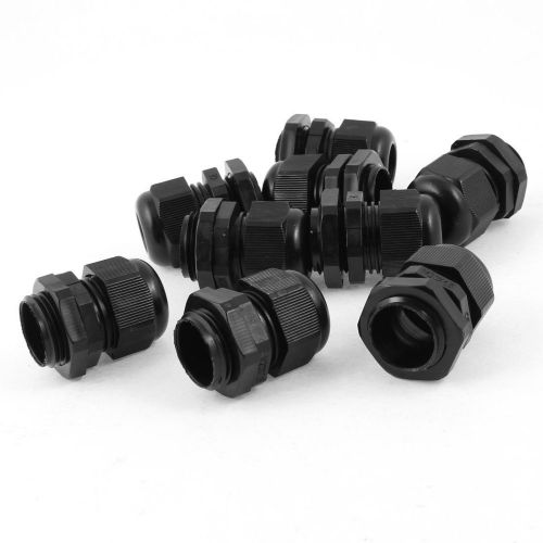 9 Pcs Black Plastic Waterproof Connectors Cable Glands M20 x 1.5 GY