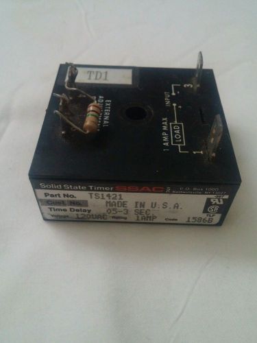 SSAC TS1421 Solid State Timer 120 VAC 1 Amp .05-3 Second Delay