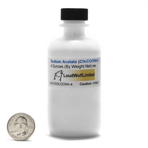Sodium Acetate Anhydrous / Fine Powder / 4 Ounces / 99% Pure / Food Grade