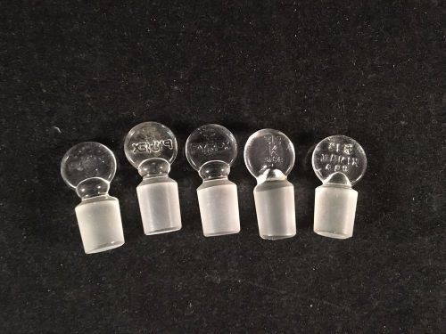 Lot of 5 Size 13 Kimax/Pyrex Lab Glass Stoppers