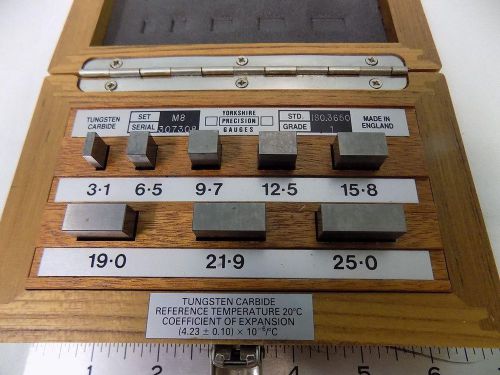 Yorkshire Precision Tungsten Carbide Gauge Blocks Set M8 3.1 - 25.0