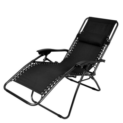 NB Black Folding Zero Gravity Reclining Lounge Chairs Outdoor Beach Patio Yard