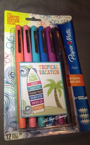 Papermate Flair Felt Tip Pen Medium Point Assorted Colors 12 Pack Tropical Color