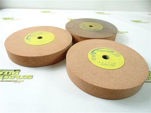 LOT OF 3 GRINDING WHEELS 6&#034; WITH 1/2&#034; BORE, BY NORTON