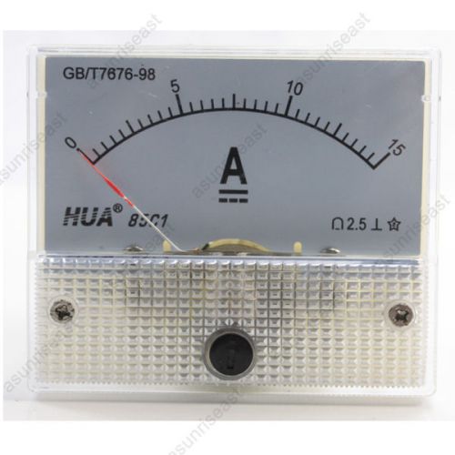 1xDC 15A Analog Panel AMP Current Meter Ammeter Gauge 85C1 White 0-15A DC