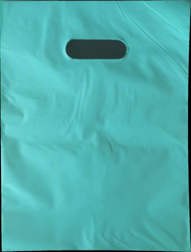 50 -12x15 Aqua Frosty Plastic Merchandise Bags w/Handles, Retail Use Bags