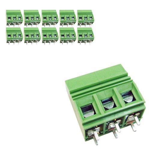 10 pcs 10.16mm Pitch 600V 50A 3P Poles PCB Screw Terminal Block Connector Green