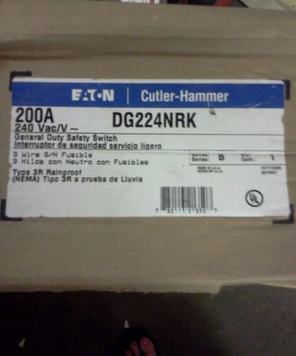 CUTLER-HAMMER DG224NRK 200A 240 Vac SAFETY SWITCH