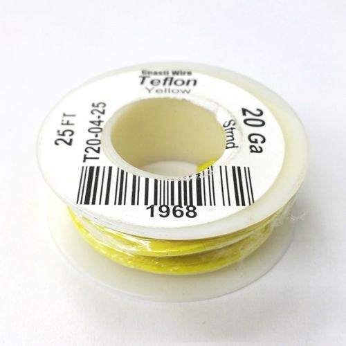 NEW 20AWG YELLOW Teflon Insulated Stranded 600 Volt Hook-Up Wire 25 Foot Roll