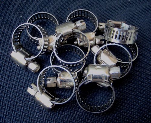 10 pc stainless small hose clamps  1/4&#034; - 5/8 &#034; range # 16hc for sale