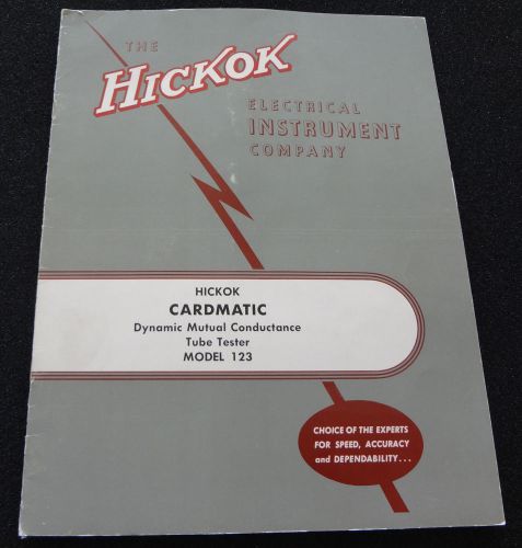 Hickok Model 123 Cardmatic Tube Tester Operations Manual with Test Cards