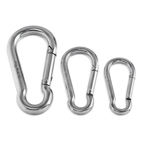 4pcs 304 Stainless Steel Spring Snap Hook Carabiner 3/16&#034; to 5/16&#034; 50mm to 80mm