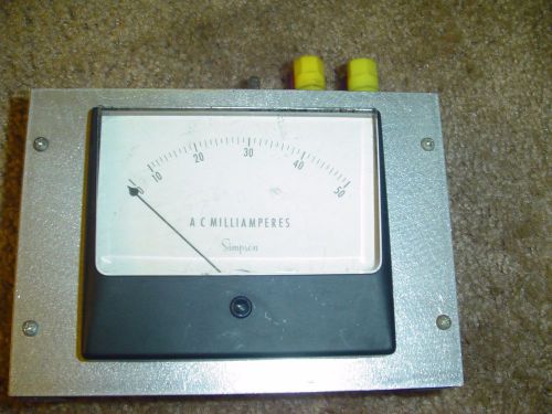 Simpson AC Milliamperes 0-50 Panel Meter Mounted Tested Ready to Use Very Nice