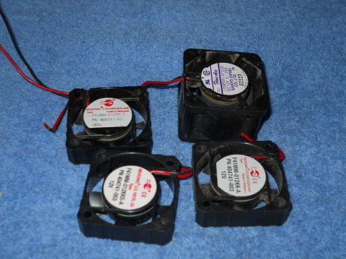 4) new 12 volt dc fans, 40mm square, small lightweight fans, plastic, 5 blades for sale