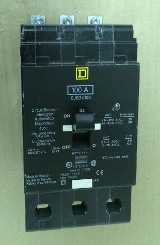 New SQUARE D EJB 3 pole 100 amp 480Y/277v EJB34100 Circuit Breaker