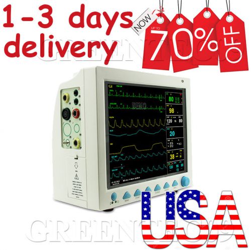 Us seller fda 12.1&#034; icu patient monitor ecg ekg spo2 nibp resp temp pr usb port for sale