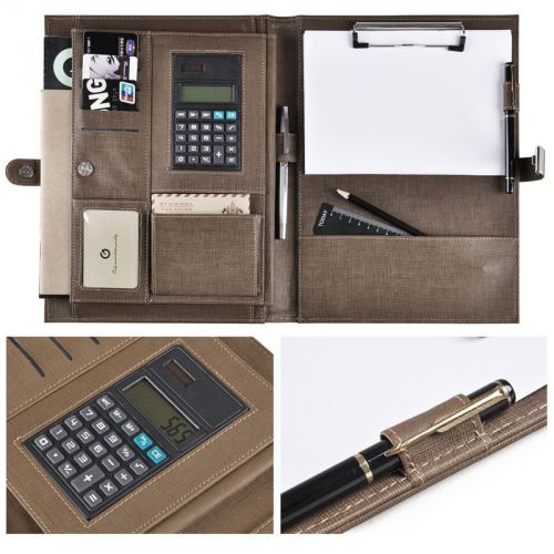 A4 Executive Conference Folder PU Portfolio Leather Organiser Password Lock