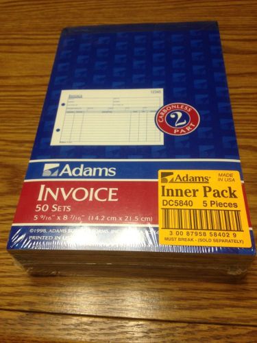 5pk Sales Order Book Carbonless 2 part 50 Sets Invoice By Adams Inner Pack New