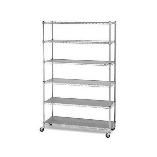 Wire shelving rack commercial 6 shelf adjustable heavy duty storage kitchen new for sale