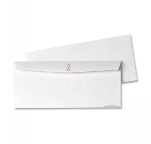 DiVOGA Breast Cancer Awareness Envelopes, #10 - White/Pink Ribbon - 25 Count