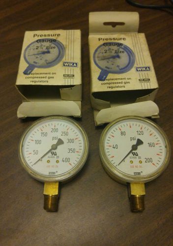 2 nib wika 111.11 2.5 0-400 &amp; 0-200 psi  2.5&#034; 1/4 in npt pressure gauges for sale
