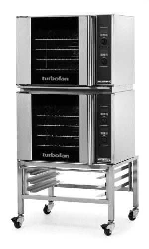 MOFFAT E31D4/2C ELECTRIC DOUBLE CONVECTION OVEN HALF SIZE 4 PAN MOBILE STAND