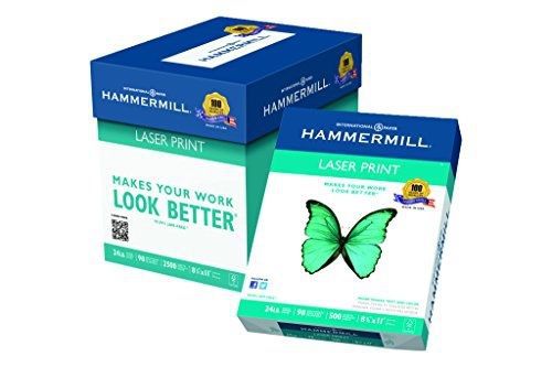 Hammermill Laser Print Paper, 8 1/2&#034; x 11&#034;, 24 lb., 98 Bright, 2500 sheets/5