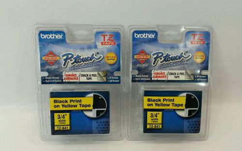 Genuine Brother P-Touch Tape TZ-641 3/4&#034; Black/Yellow 2 Pack 18mm OEM