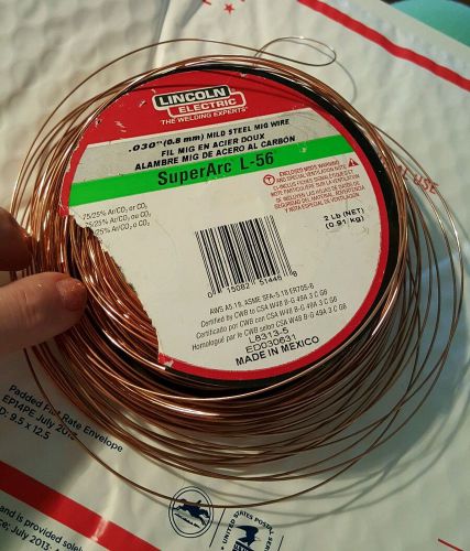 Lincoln superarc l-56 prem copper-coated mig welding wire 2lb spool 0.025in dia for sale