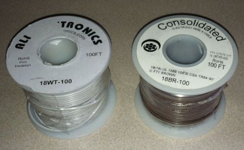 18 gauge stranded wire - two 100 ft spools Brown, White