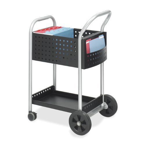 NEW Safco Products Scoot Mail Cart  20&#034; Deep  Black  5238BL