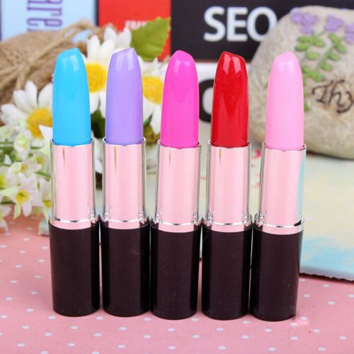10pcs Multi-Color Rhinestone Crystal Stationer Lipstick Shape Ballpoint Pen