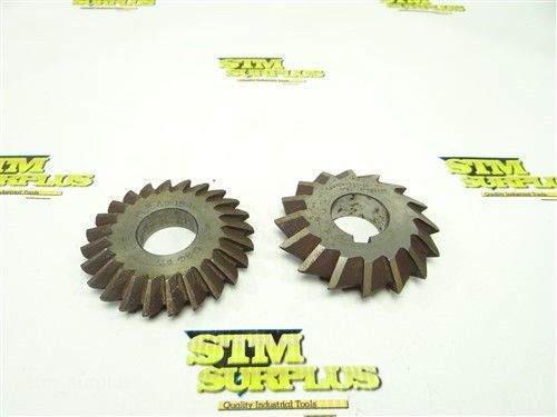 PAIR OF HSS DOUBLE ANGLE MILLING CUTTERS 2-7/8&#034; TO 3&#034; W/ 1&#034; BORE