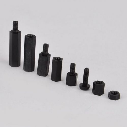 M3 nylon black m-f hex spacers screw nut assortment kit stand-off set+box 160pcs for sale