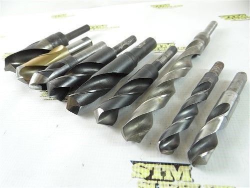 LOT OF 9 HSS REDUCED SHANK TWIST DRILLS 39/64&#034; TO 1-15/64&#034; MORSE AND CHICAGO